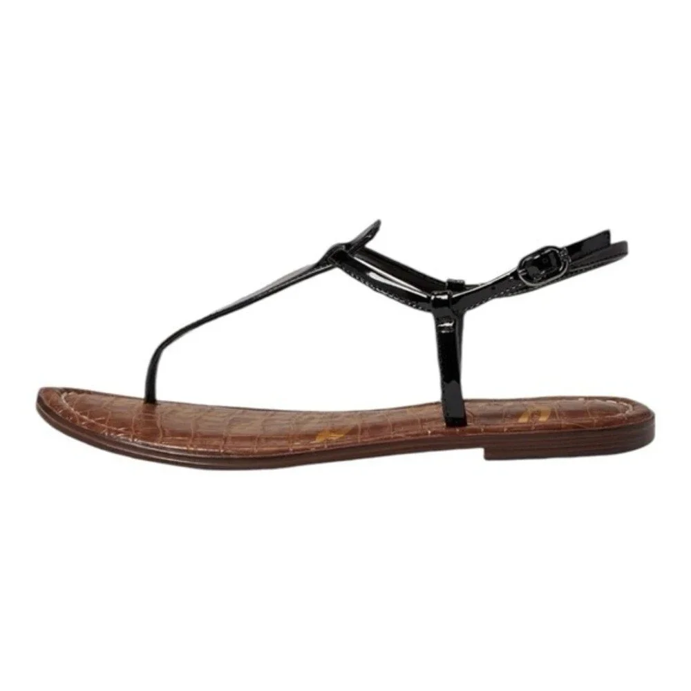 Sam Edelman Gigi Kids Black Leather T-Strap Thong Sandals Size 11 M NWB